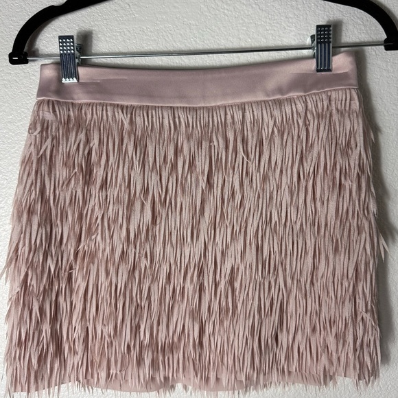 Express Pink Fringed Mini Skirt With Satin Waistband - Picture 4 of 4